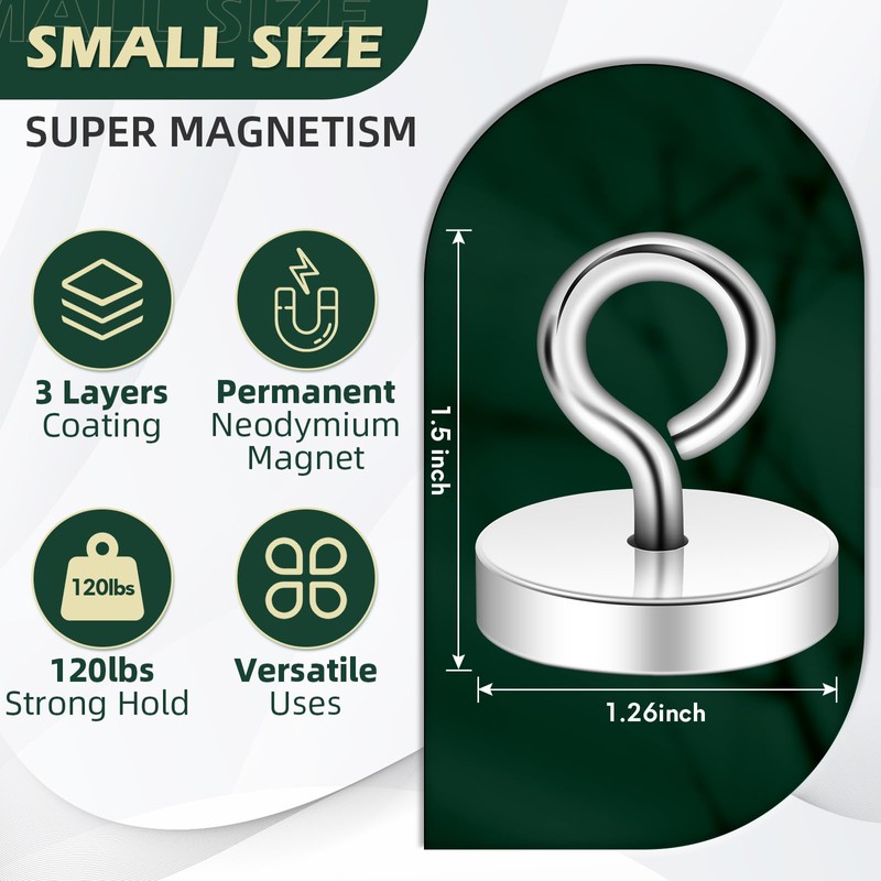 Neosmuk Magnetic Eyeblot Hooks, 120lb Heavy Duty Extra Strong Large