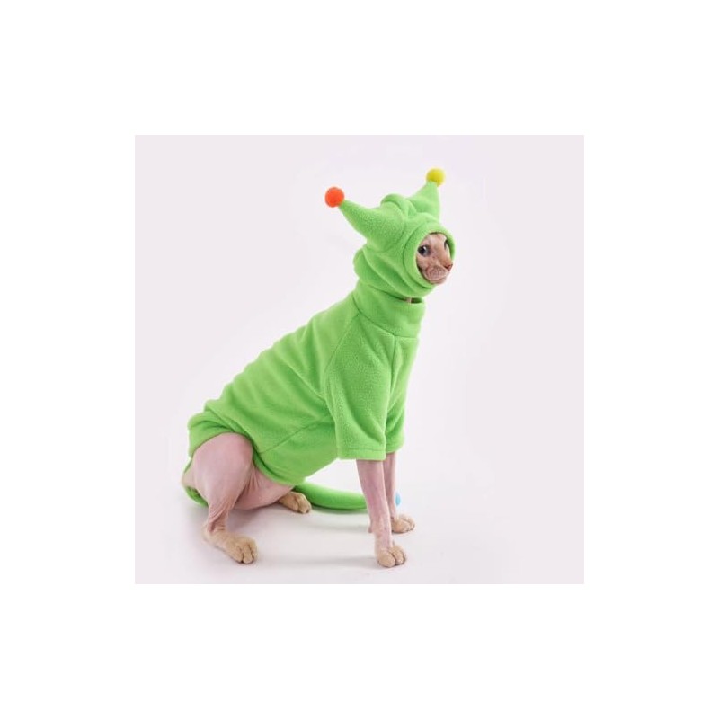 GigglyHouse Sphynx Cat Clothes, Warm Cat Jumpsuit with Hat and