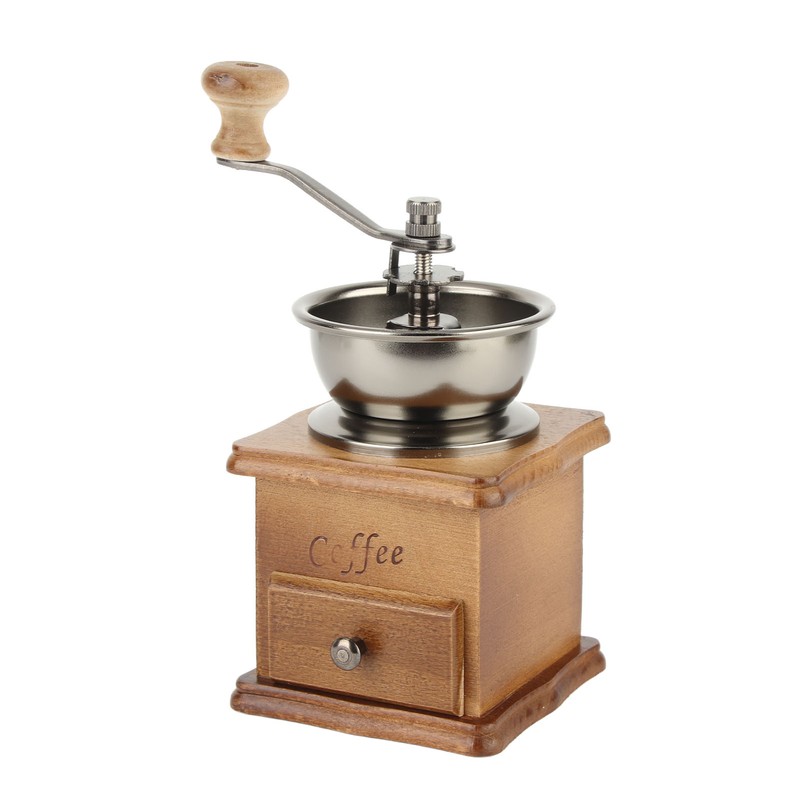 Manual Coffee Bean Grinding Machine Solid Wood and Metal Vintage