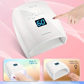 Rechargeable LED Nail Lamp, LED Gel Nail Dryer Polishing Lamp Nail Curing LED Dryer with Automatic Sensor Professional Nail Lamp Suitable for Salon and Home Use, Nail Gel Dryer