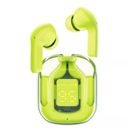 PRENDELUZ Green Wireless Headphones with Cushion Transparent Charger Digital Display