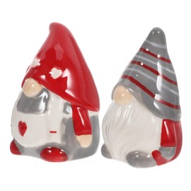OHPHCALL 1Pair Gnome Shaped Cute Ceramic Seasoning Containers for Elegant Kitchen Decor and Compact Design for Spaces