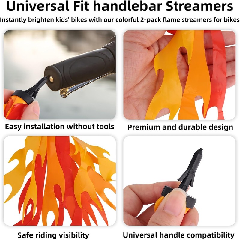 Cullevo Bike Streamers Tassels for Kids Handlebar, 5-Pack with Pinwheel