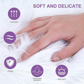 Faux Fur Seat Cushion, Faux Lambskin Sheepskin Rug, Longhair Fur Look, Fluffy Chair Cushion, Sofa Cover, Fur Rug, Floor Rug, Seat Skins for Chair, Living Room, 50 x 50 cm