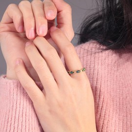 CiNily Valentine's Day Band Opal Statement Ring 14K White Gold Opal Rings for Women Engagement | Wedding | Eternity Bands Cubic Zirconia Promise Rings for Her Diamond Accents Ring Size 7