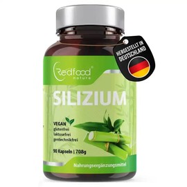 Redfood® Silicon Capsules High Dose - 90 Capsules for 3 Months - 667 mg - Organic Silica High Dose from Bamboo Extract per Capsule - No Additives, Vegan Produced in Germany