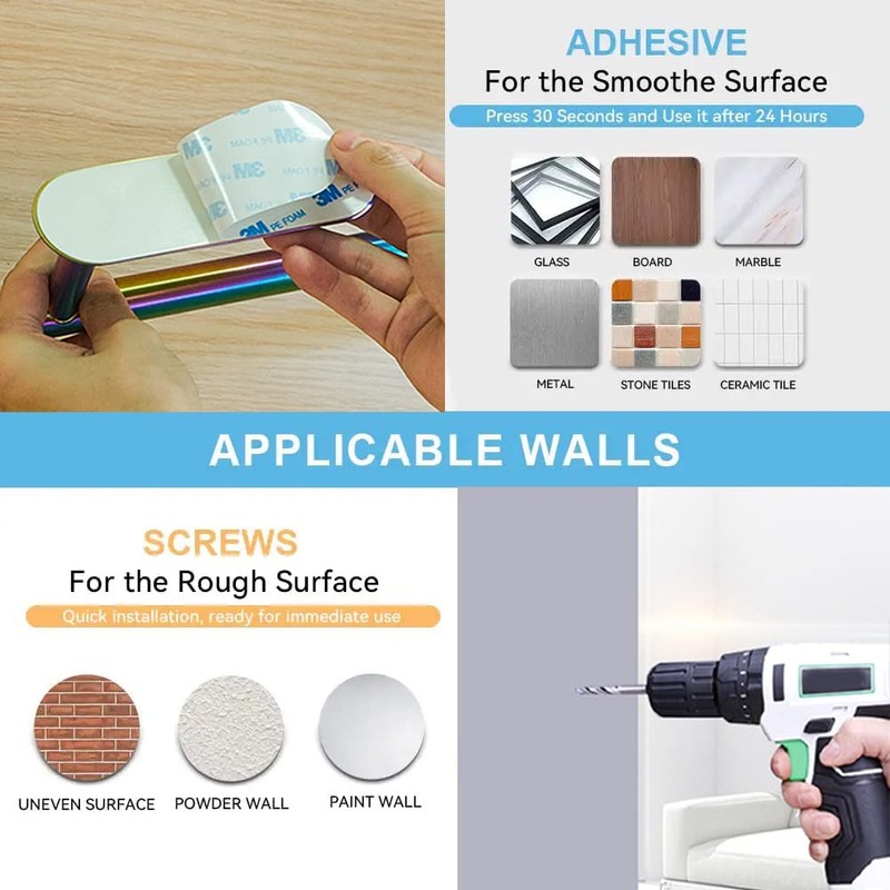 Paper Towel Holder Under Cabinet, Self-Adhesive or Drilling Rainbow Paper