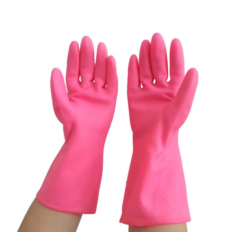SagaSave Rubber Gloves, Purple Household Long Sleeve Gloves with Cotton