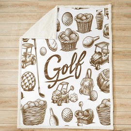 Feelyou Golf Plush Blanket Golf Theme Fleece Throw Blanket for Kids Boys Girls Sports Games Sherpa Blanket Golf Club Fuzzy Blanket for Sofa Bed Couch,Throw 50x60 Inches