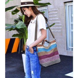 ABLE Cavans Shoulder Bag Casual Messenger Crossbody Bags, 5-canvas Multicolor, 11.8inches