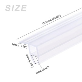 METALLIXITY Corner-Type Seal Strip (59.06" Long, for 5/16" Glass) 1pcs, Silicone Frameless Shower Door Bottom Seal - for Furniture Repair Door, Translucent