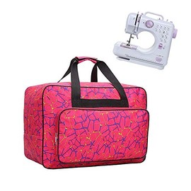 JanTeelGO Sewing Machine Tote Bag, Universal Nylon Carry Bag, Universal Padded Storage Cover Carrying Case with Pockets and Handles - 46 x 32 x 23cm (Hot Red, Large)