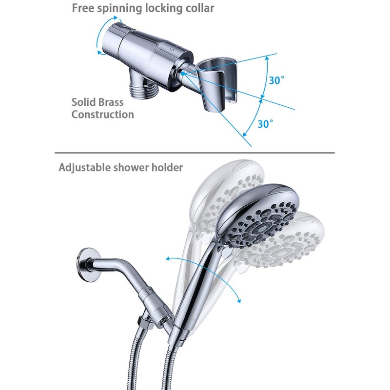 G-Promise Handheld Shower Head High Pressure 6 Spray Settings, Detachable