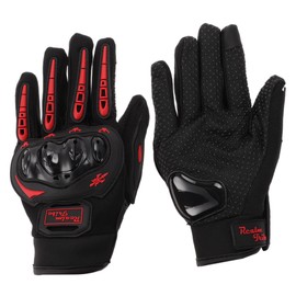 HOPESPANNER L Motorbike Gloves Breathable Full Finger Glove Nylon Outdoor Gloves Black Red 1 Pair