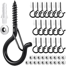 YOGEERNIC Q-Hanger Hooks with Safety Buckle, Heavy Duty Screw-in Hooks for Indoor and Outdoor Hanging, Wall and Ceiling Mounted for String Lights, Plants and Christmas Decorations(2.2 Inches, 20 PCS)