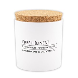 Urban Concepts by DECOCANDLES - Fresh Linen - Highly Scented Soy Candle - Long Lasting - Hand Poured in USA (9 Oz. Cork)