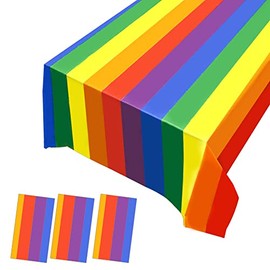 Atoplutly 3 Pack Plastic Tablecloths Rainbow Pride Plastic Table Covers Disposable Table Cloths for BBQ Picnic Birthday Wedding Parties Waterproof Oil-Proof Table Cloth Cover 54 x 108 in