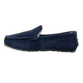 Clarks Mens Suede Moccasin Slippers Warm Cozy Indoor Outdoor Plush Faux Fur Lined Slipper For Men (11 M US, Navy)