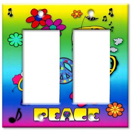 Art Plates - Double Gang Rocker Switch Plate - Peace - (Made in USA)