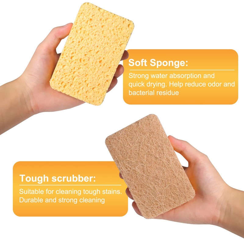 8 Pack Eco Compostable Sponge Kitchen Dish Sponge Biodegradable Washing