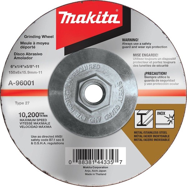 Makita A-96001 6" x 1/4" x 5/8-11" Hubbed INOX Grinding