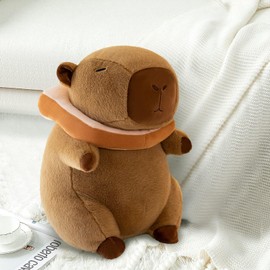 SHINUOER Capybara Plush Cute Capybara Animal Kawaii Plush with Wearable Toast Headgear Bread Capybara Gifts Cute Plush Pillow Birthday for Kids Boys Girls 9 Inch