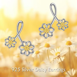 AXELUNA Daisy Earrings Stud Sterling Silver Daisy Jewelry Gift for Women Girls