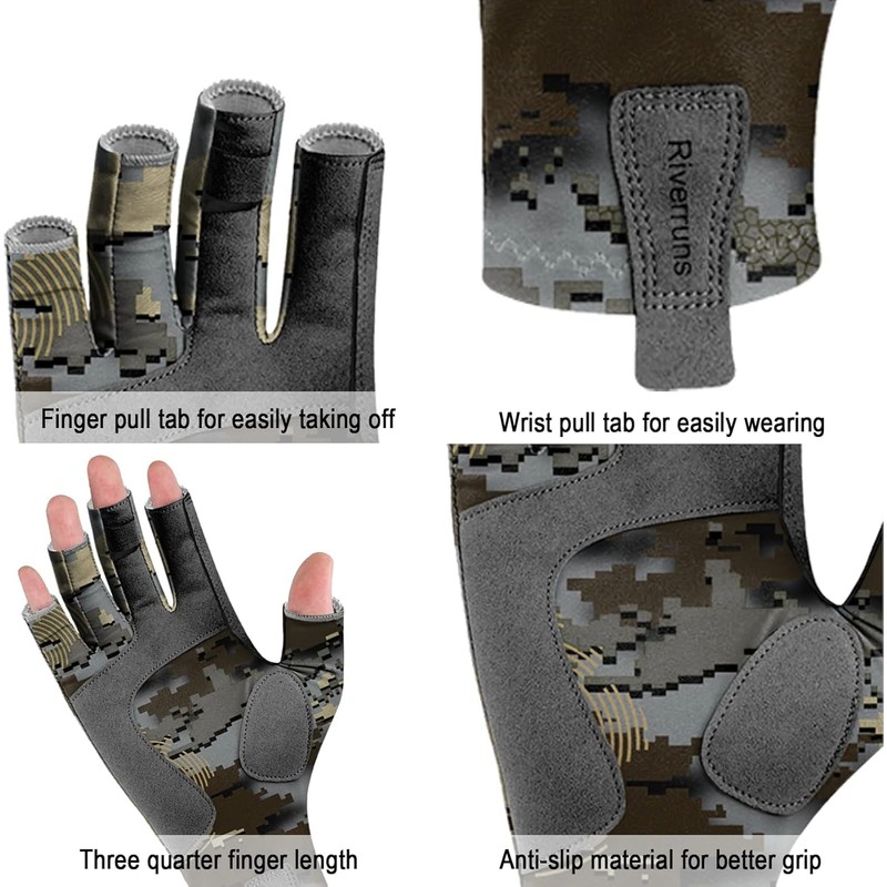 Riverruns 2pack Fishing Gloves (2, Fishwater+Hailstorm, Medium)