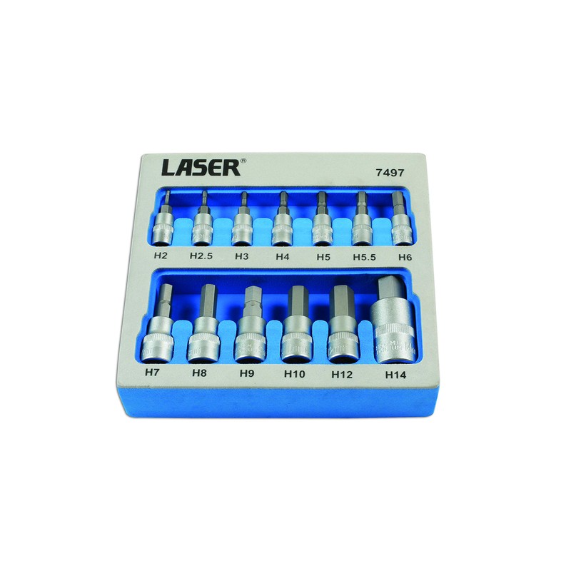 Laser 7497 Security Hex Socket Bit Set 1/4"D, 3/8"D, 1/2"D