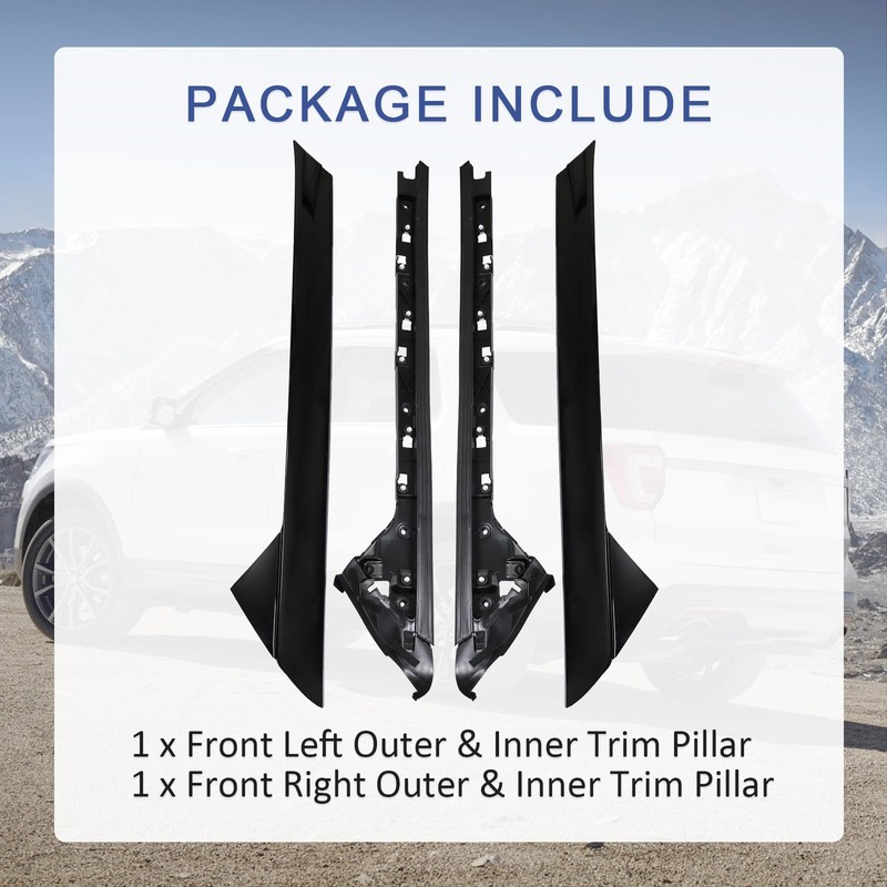 A-Pillar Molding Trim Kit Outer and Inner Trim Set Replacement
