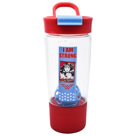 Fun Kids 1721-286 Vaso Mezclador de Proteína de Wonder Woman, Mujer Maravilla 2, vaso shaker de 600 ml, Transparente