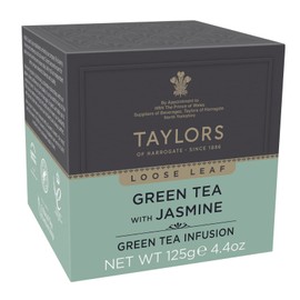 Taylors of Harrogate Green Tea with Jasmine Loose Leaf, 4.41 Ounce Carton (Pack of 1), Delicate, Floral and Sweet, Caffeinated, Premium Whole Leaf Tea