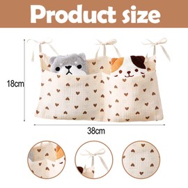 KYLOS 1 x Baby Bed Organiser, Children's Room Hanging Bed Organiser with Pocket Organiser, Side Cot Baby, Bed Bag, Toy Bag, Storage Bags, Beds, for Nappies, Clothes, Toys