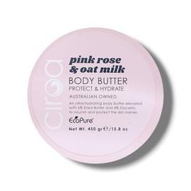 Cīroa | Pink Rose & Oat Milk Body Butter - Protect & Hydrate | Ultra-Hydrating with Shea Butter & Glycerin to Nourish & Protect The Skin Barrier | Australian Owned | 450g