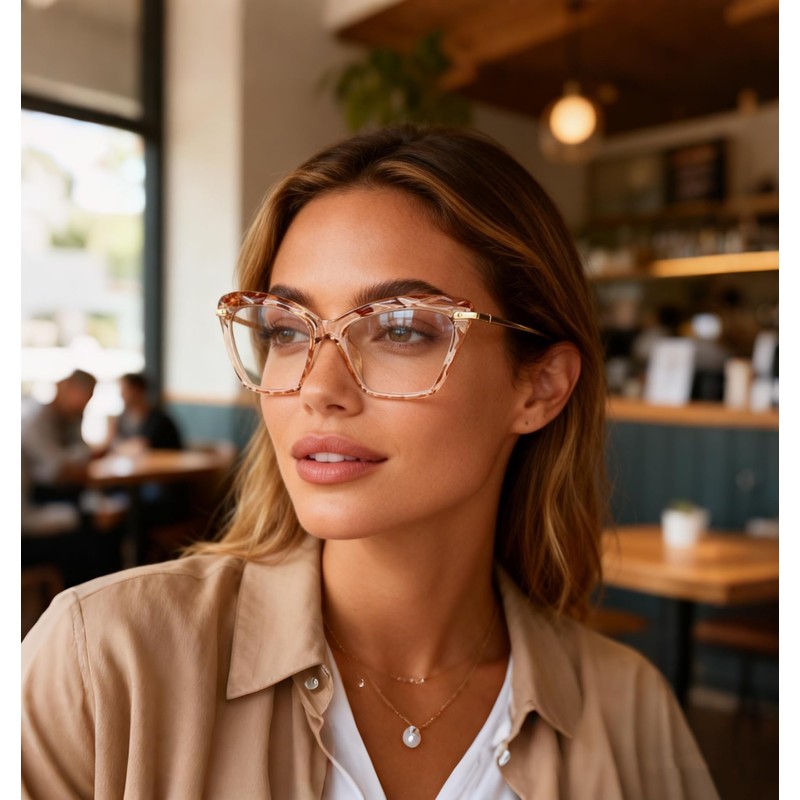 FEISEDY Crystal Cat Eye Reading Glasses Blue Light Blocking Reader