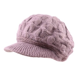 Twist Women Visor Hat Warm Fleece Lined Beret Hats Winter Knit Hats for Women (Light Purple)