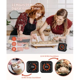 MeesMeek Digital Visual Timer - Max 11H 59M Rechargeable Countdown Timer with VA Display, Clear Digits, Adjustable Volume and Brightness, Magnetic Digital Timer for Kitchen, Classroom, Office