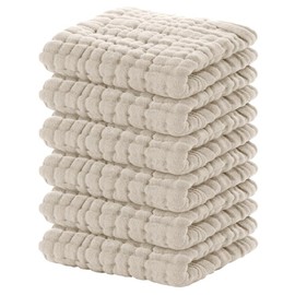 Yoofoss Muslin Washcloths 100% Cotton Face Towels 6 Packs Wash Cloths set 12x12in Soft and Absorbent:_Apricot_6