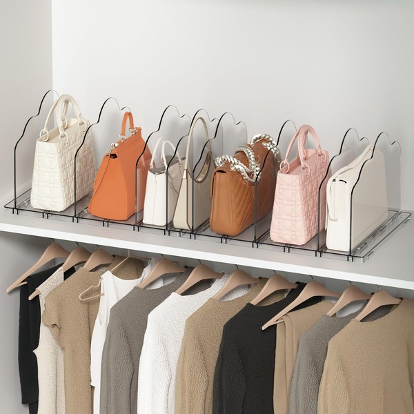 OKBHTS Purse Organizer for Closet, Adjustable Acrylic Clear Shelf Dividers