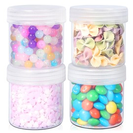 Recipientes aprobados por la TSA de boca ancha de tamaño de viaje, tarros de plástico de viaje transparentes y blancos a prueba de fugas con tapas para cremas, loción cosmética, abalorio de joyería