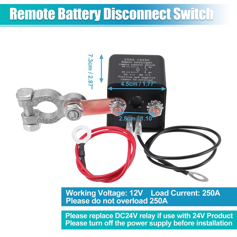 X AUTOHAUX 1 Set 12V 250A Car Battery Disconnect Switch