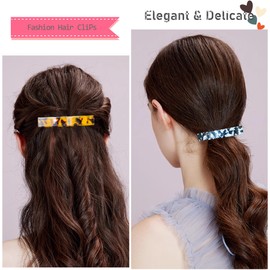 3 Pcs Hair Barrettes for Women Medium French Design Barrette clips Acetate Tortoise Shell Hair Clips for Thin Fine Hair