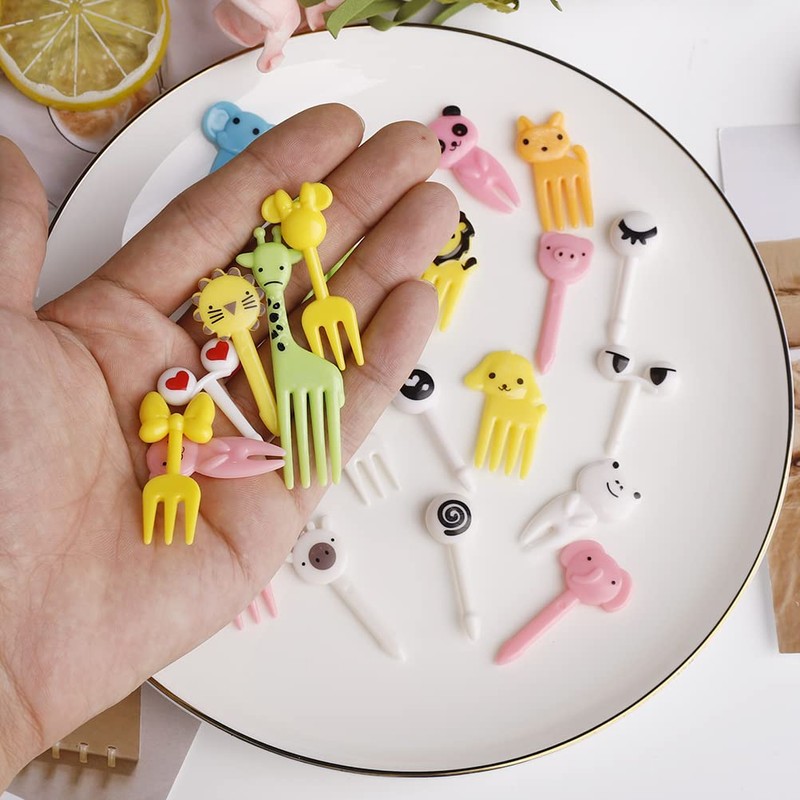 60 Pcs Kids Food Picks, Cute Animals Mini Food Fruit
