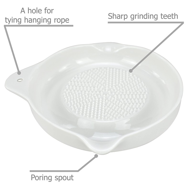 EIKS Ceramic Ginger Grater for Grinding Wasabi Fruits Vegetables Ginger