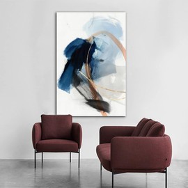 Looife Abstract Canvas Wall Art, 12x16 Inch Modern Blue and Yellow Abstract Graffiti Lines Art Painting Prints, Artwork Wall Decor for Living Room Office and Bedroom