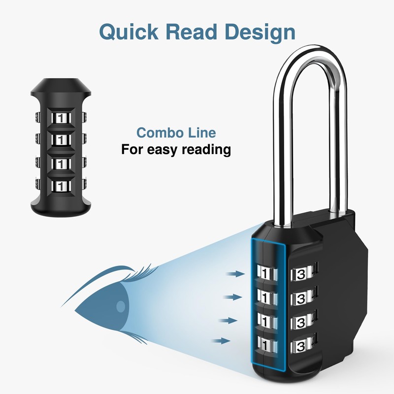 Puroma 2 Pack 2.6 Inch Long Shackle Combination Lock 4
