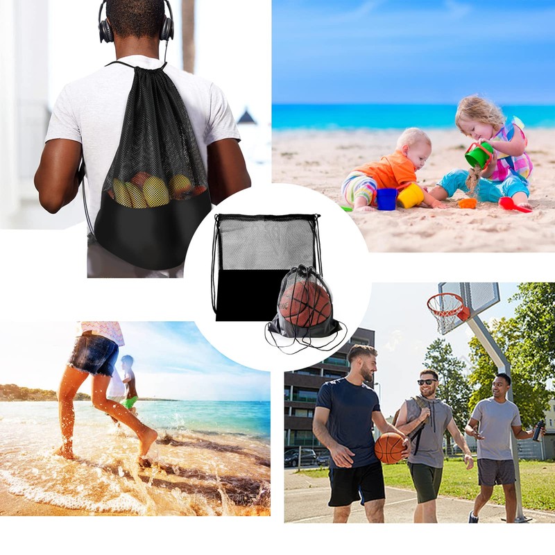 WANGCL 4 Piece Mesh Drawstring Bag, Adjustable Stripe Backpack, Sports
