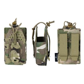 TOPTACPRO Tactical Molle Radio Pouch Radio Holster Universal Radio Holder For Walkie Talkie Motorola BaoFeng UV-5R BF-F8HP Adjustable Storage Rifle Magazine Pouch(Multi-camo)
