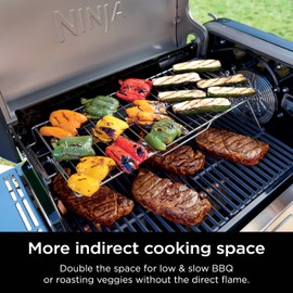 Ninja Ninja FlexFlame Upgrades Expandable Roast & Smoke Rack, More Indirect Cooking Space, Durable Stainless Steel Holds Up to 15lbs, Compatible with PG300 Series, XSKFLDINDRCTRK