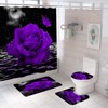 ALEXEX 4 PCS Purple Rose Shower Curtain Sets,Black Sky Bathroom